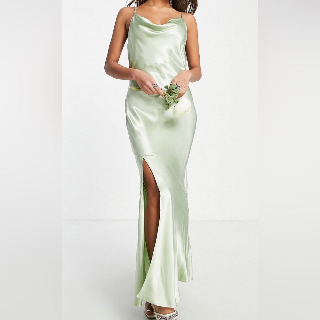 Satin Slip Dress- Sage